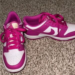 Nike Dunks Fuchsia and White Athletic Shoes
